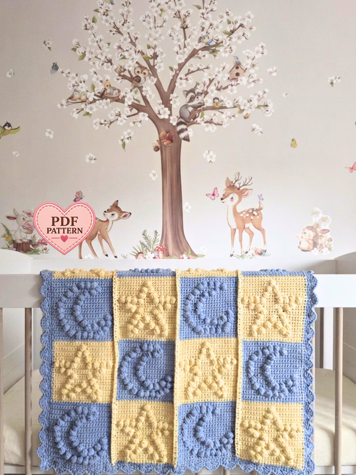 Baby Blanket Crochet Pattern – Moon & Stars (PDF)